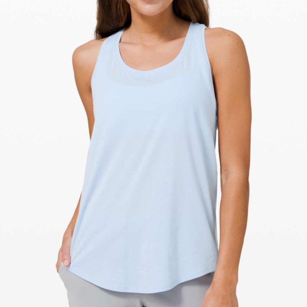 Lululemon Love Tank Top Pleated Sleeveless Pima Cotton Light Blue 6
